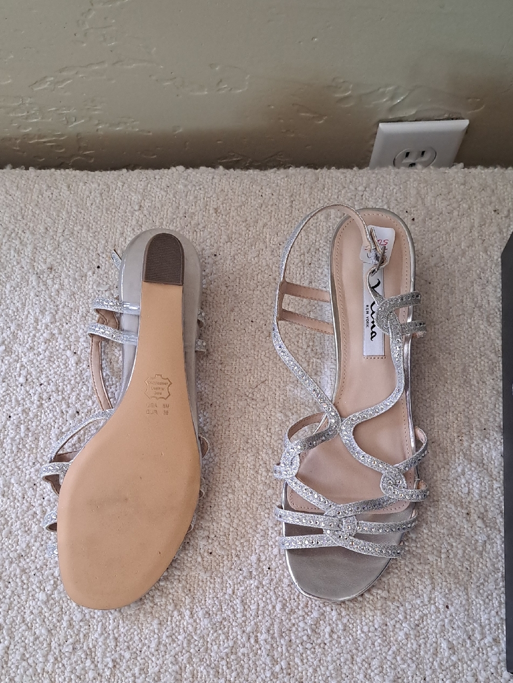 Nina Silver Glitter Strappy Slingback Sandals 8M